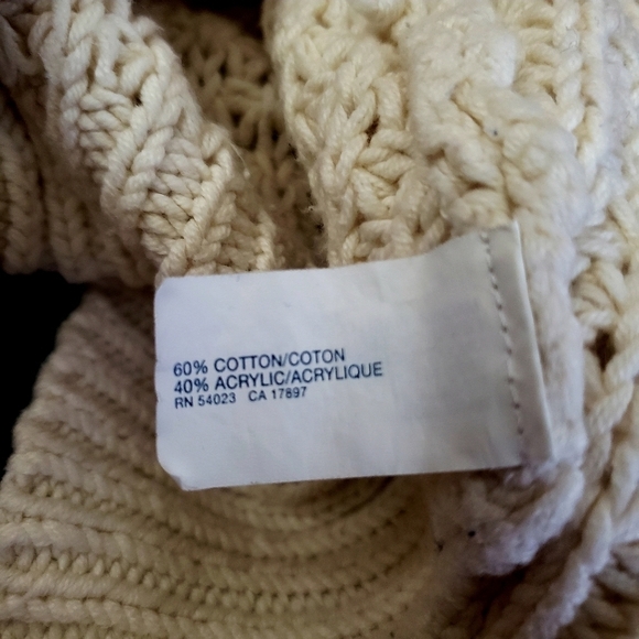 GAP Chunky Knit Open Cardigan Sweater Cream Short Sleeve Women's XS Neutral EUC - Picture 4 of 5